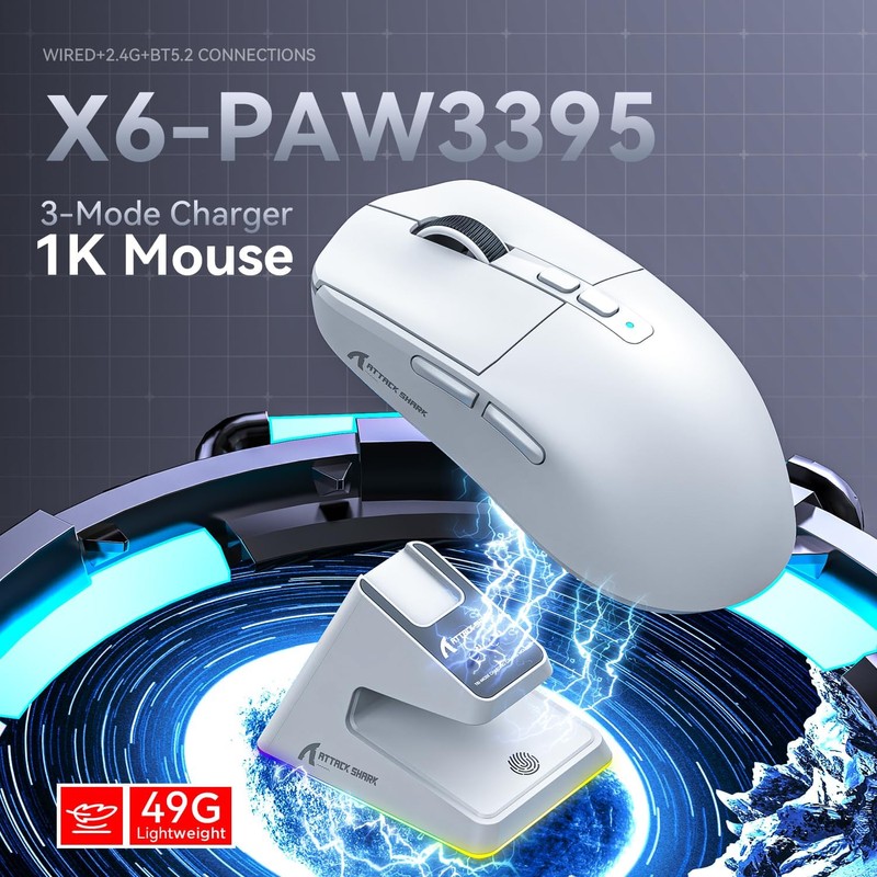 Attack Shark X6 Ratón Inalámbrico Ligero para Juegos con Cable