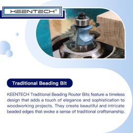 KEENTECH Router Bits, Traditional Beading Router Bit for Edge Forming, Industrial Grade Cutting Tools for Woodworking (1/4 Inch Shank x 1-1/4 Inch Diameter x 1 Inch Depth, R5/16, KT09137944)