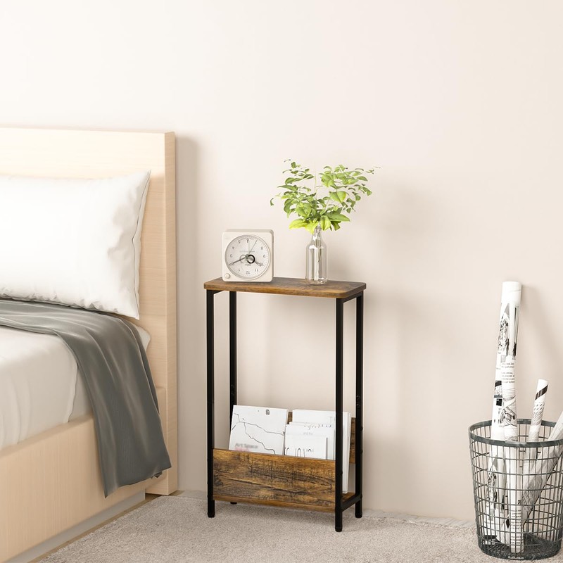 7.1" Narrow Side Table for Small Spaces, 2 Tier Small