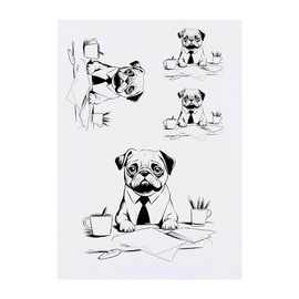 Azeeda 4 x 'Arbeitsmops ' Temporäre Tattoos - Wasserfest, Hautfreundlich & Ungiftig · Transfers in Verschiedenen Größen (TO00067266)