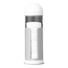 bodkar Cosmetic Cotton Pad Rounds Holder with Rotating Lid, Cotton Pads Dispenser Modern White Plastic Organizer Storage