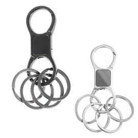 Mabor 2Pcs Keychain Quick Release Key Ring Key Fob Clip with 8Pcs Detachable Keyrings for Men Women Silver & Black Zinc Alloy Heavy Duty Car Keychain Organizer