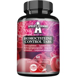 Homocysteine Control - B Vitamins Complex - 60 Vegan Tablets | 240 Servings - Homocysteine Metabolism & red Blood Cells - by by Apollo's Hegemony