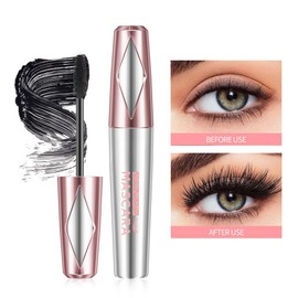 Waterproof Mascara with Silk Fiber - Lengthening & Volumizing Black Mascara - Smudge Proof & Long Lasting - For Extra Long & Thick Lashes