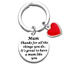 Nimteve Mum Keyring Mum Gifts From Son Daughter Mother's Day Gifts Birthday Gifts For Mum Key Ring Mum Jewellery Mother Presents Red Love Heart (Mum Thanks For All The Things)