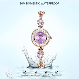 Menton Ezil Fashion Jewelry Bracelet Watch for Women Rose Gold Strap with Pink Crystal for Wife Girlfriend or Mothers Idea Gift for Special Women in Life(Pink)