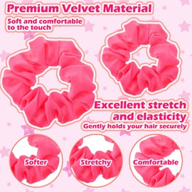 2 Pcs Pink Scrunchie 80s Neon Pink Scrunchies Solid Neon Hair Accessories Elastic Hot Pink Scrunchie Large Voile Hair Ties Hair Bands Ponytail Hair Scrunchies for Women Girls