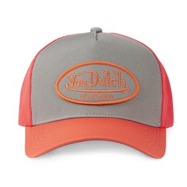 Von Dutch Men's & Women's Cap, FLAME Trucker Cap, Adjustable, Grey/Orange/Fuchsia, One Size