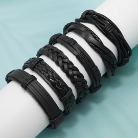 Chamqueen Woven Leather Bracelet Combination Gifts For Men and Boys Set3