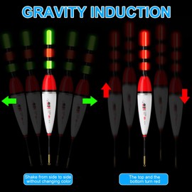 Pack of 3 LED Floats Fishing with Bite Alarm, Floats Fishing with Gravity Sensing and Base, Fishing Accessories for Diving Area, Fishing by the Lake, River or Pond (B)