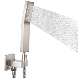 NearMoon Hand Held Shower Head, Luxury High Pressure Shower Kit with Wall Connector and Hose Set, for Bathroom Showering System Contemporary Square Style (Brushed Nickel)