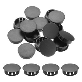 sourcing map 32PCS 32mm/1.26" Black Plastic Hole Plugs, Flush Type Panel Hole Plugs Insert End Caps for Locking Hole Tubes Furniture Cabinet
