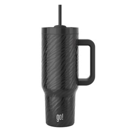 go! 40oz Stainless Steel Handle Tumbler with Triple Insulation & Copper Lining – Keeps Drinks Cold for 18 Hours & Hot for 6 – Spill-Resistant Dual-Function Lid with Straw and Sweat-Free (Black Zebra)