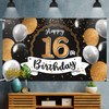 Nelbiirth Happy 16th Birthday Black & Gold Large Photo Banner