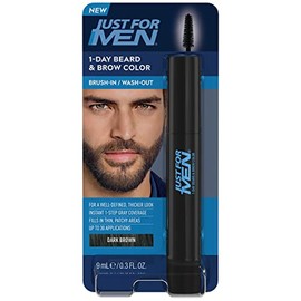 Just for Men Color de Barba y Cejas de 1 Día, Color Temporal para Barba y Cejas, para Un Aspecto Más Completo y Bien Definido, Hasta 30 Aplicaciones, Marrón Oscuro