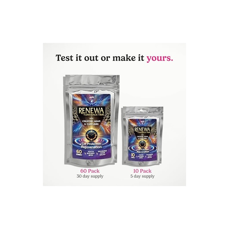 Renewa Creatine Gummies 1000mg Lemon Flavour Trial Pack 10