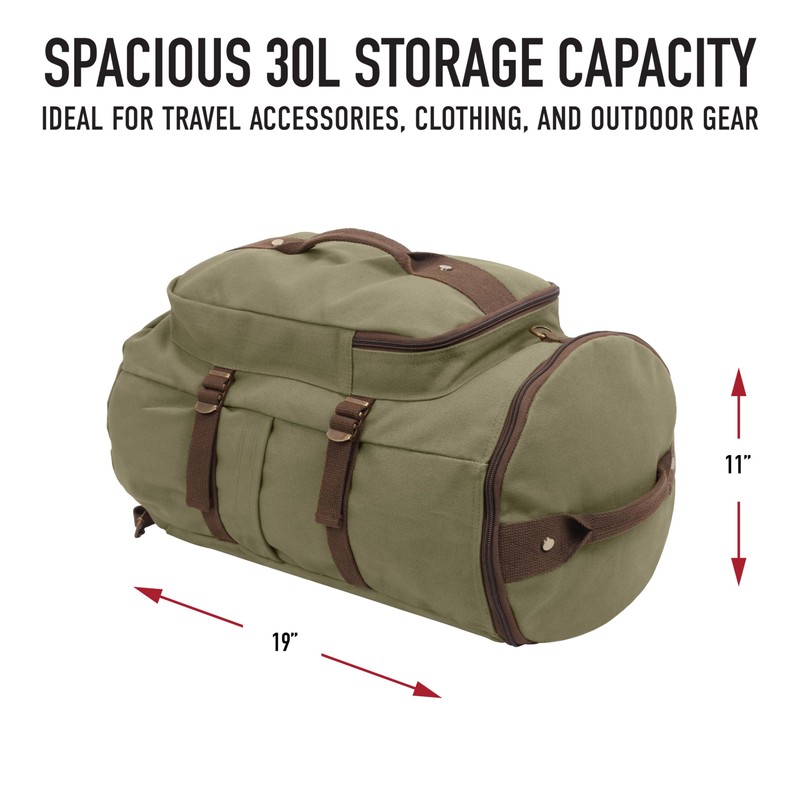 Rothco Convertible Canvas Duffle/Backpack - 19 Inches (Brown)