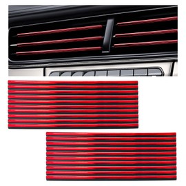 MUQIDA 20PCS Car Air Conditioner Decoration Strips, Waterproof Auto Moulding Trim for Straight Air Vent Outlet, Universal Bendable Vent Strip Interior Accessories for Most Vehicles (Shiny Red)