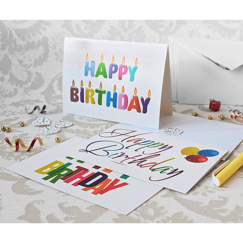 100 Happy Birthday Cards Bulk, Large 5x7 Inch Assorted, with