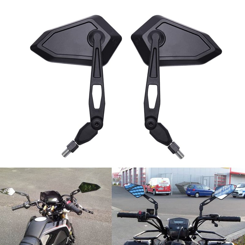 DREAMIZER Balck 8mm 10mm Motorcycle Rear View Mirrors for Handlebars