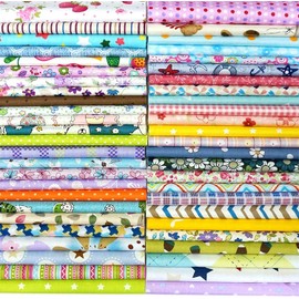 Misscrafts 25pcs 10x10 Inches Cotton Quilting Fabric Craft Supplies Top Fat Quarter Bundles Floral Precut Fabric Square for DIY Craft Patchwork
