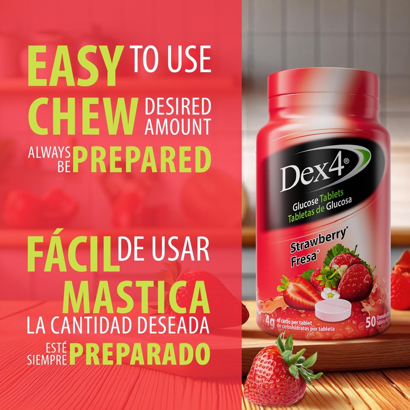 Dex4 Glucose Tablets, Fast Acting Glucose, 4g Pre-Measured Glucose per