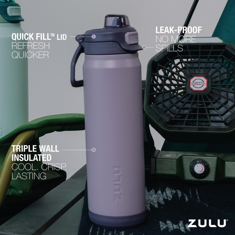 ZULU Powerfill Pro 32oz Stainless Steel Water Bottle with Quick