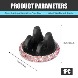 DYEKNEE 1 PC Bling Car 360-degree Adjustable Phone Holder, 3.15" x 1.77" Self-Adhesive Center Console Navigation Holder with Sparkling Rhinestones, Travel Accessory, Suitable for Most Cars (Pink)