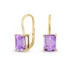 Traditional Gemstone Nano Purple Amethyst Emerald Cut Drop Earrings For