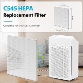 FFAC 4 Pack C545 Replacement HEPA Filter Compatible with Winix C545 Air Purifier, Ture HPEA Filter S Only, Part number 1712-0096-00