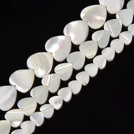 JM Design Iridescent White Mother of Pearl MOP Shell Heart Beads 6mm 15.5'' Strd for Jewelry Making