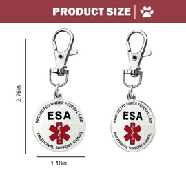 2Pcs ESA Dog Tag for Dog Collar, Double Sided Small Breed Emotional Support Animal Badge, Easily Switch Between Collars Harness and Vest