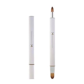 Telescopic Lip Brush Concealer Brush, Double Head, Sliding Makeup Brush, Portable, Easy to Carry, Extendable, For Lip Balm & Lipstick, Makeup Brush, Fine Fiber Bristle, Easy to Use, Soft, Skin-friendly, For Beginners, Professional Makeup (Silver)