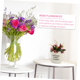 BESPORTBLE 1pc Chic Small Iron Bucket Creative Flower Container Versatile Iron Flowerpot for Display Desktop Organizer for Home Office Use Off
