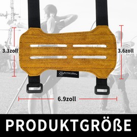 LONGBOWMAKER Leather Arm Guard for Archery with Adjustable Velcro Closure, 6.9 Inch Protective Arm Guard for Adults and Children for Shooting and Hunting