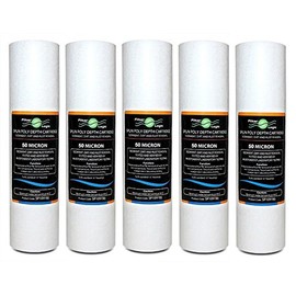 5 x SP10M50–FilterLogic 10” Slimline Spun Poly Sediment Water Filter 50 Micron fits All Standard housings - Whole House Filters, Reverse Osmosis Systems & Aquarium Filters, Removes:Sediment, Rust