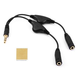 Sound Wave [Volume Adjustment with Dial 0.14 inch (3.5 mm) Audio Distribution Cable Black Mini Plug Splitter Cable Earphone Jack Audio Distribution Cable 0.14 inch (3.5 mm) Stereo Calls Music Playback Earphone Black 3.5M 2FVol (1 piece)