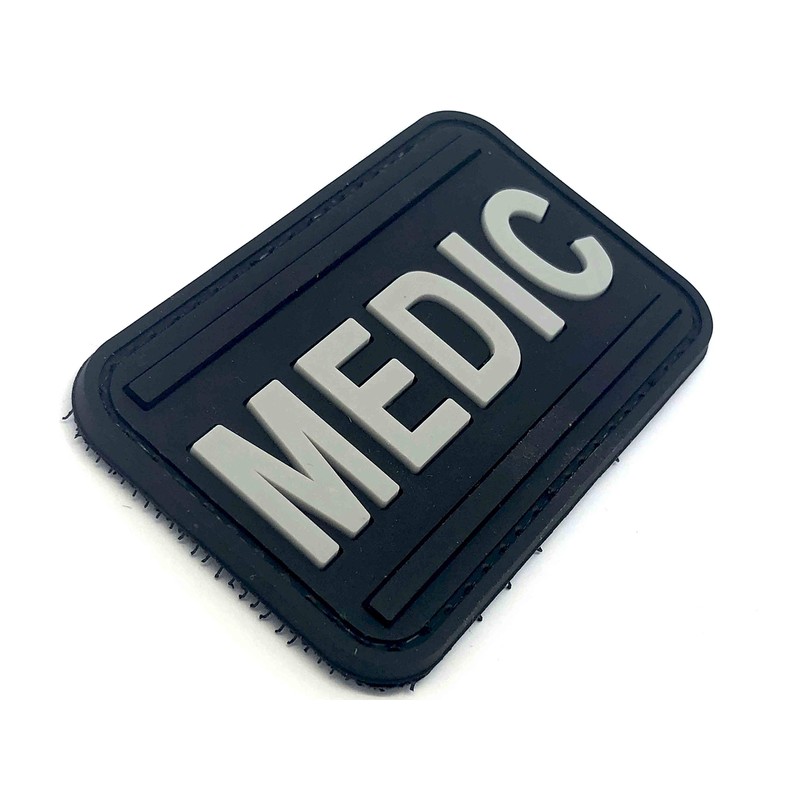 Medic First Aider Paramedic PVC Airsoft Paintball Patch (Black)