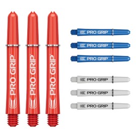 Target Darts Pro Grip Shafts - Set of 9 | 3 Colours, Blue/White/Red | Middle Level, 41 mm | Dart Handles, Professional Dart Accessories, 2BA Shaft Multipack with Rings
