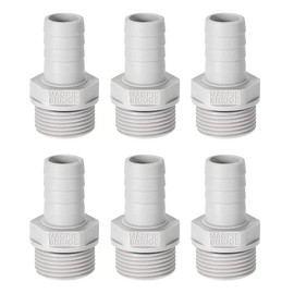 sourcing map Pack of 6 PVC Hose Connectors 12 mm or 15/32 Inch with Barbed x 3/4 Inch G Plug Pipe Hose Nozzle Water Connection Extension