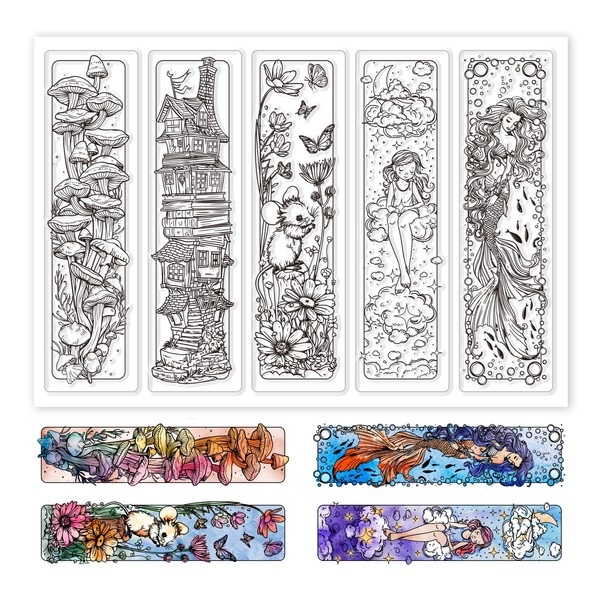 GLOBLELAND Fairytale Bookmarks Clear Stamps Mermaid Bookmarks Labels Clear Silicone