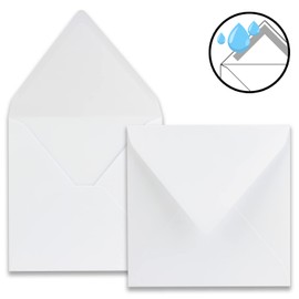 "NEUSER PAPIER" 100 square envelopes Color: White Format: 16.5 x 16.5 cm Grammage: 120 grams per m² Wet glue with pointed flap