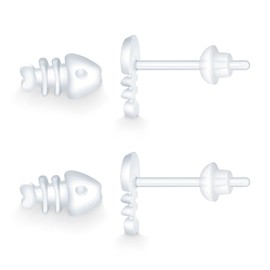 Clear Earrings, KMEOSCH Upgraded 6 Pairs Plastic Post Earrings for Surgery (Fishbone)