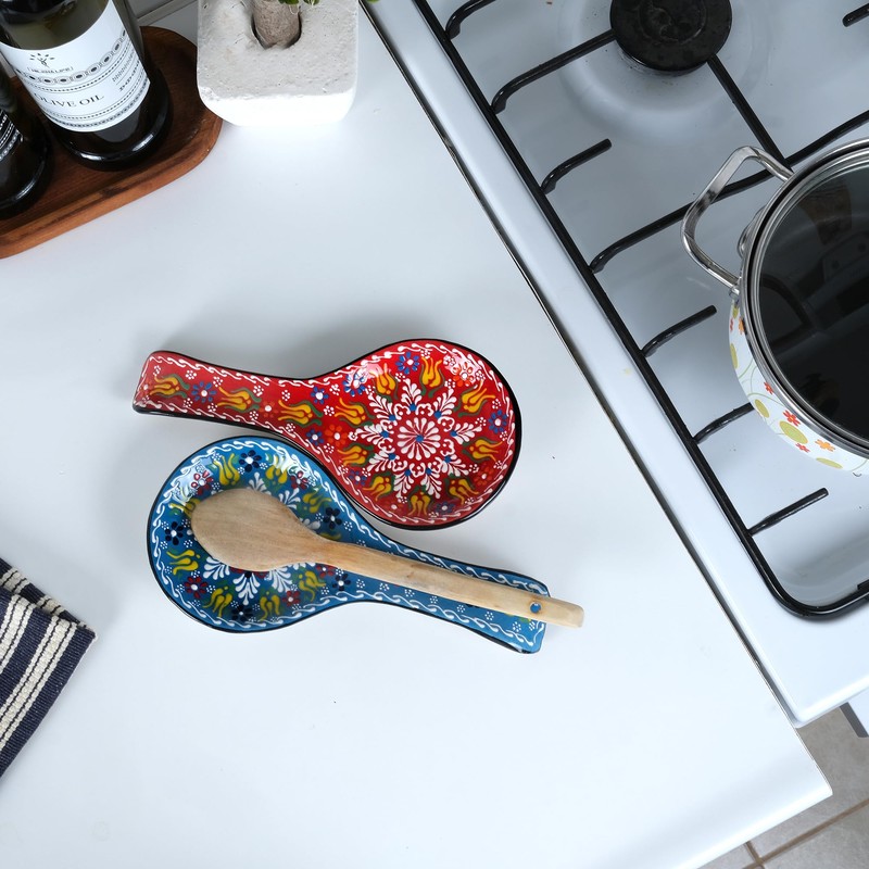 BCS Spoon Rest Set of 2 - Ceramic Spoon Holder