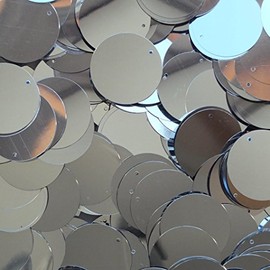 24mm (1") Flat Round SEQUIN PAILLETTES ~ Silver Metallic Premium ~ Loose sequins for embroidery, bridal, applique, arts, crafts, and embellishment.
