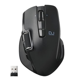 Elecom M-DWL01DBBK Mouse Wireless (Receiver Included) Large Size 6 Buttons Dual Series Hardware Macro Equipped Side Wheel Fast Scrolling Ultimate Blue Sensor Black