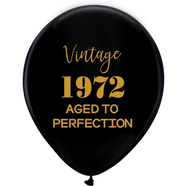 Black Vintage 1972 Balloons - 12inch (16pcs) Men and Women Gold 46th Birthday Party Decorations or Supplies