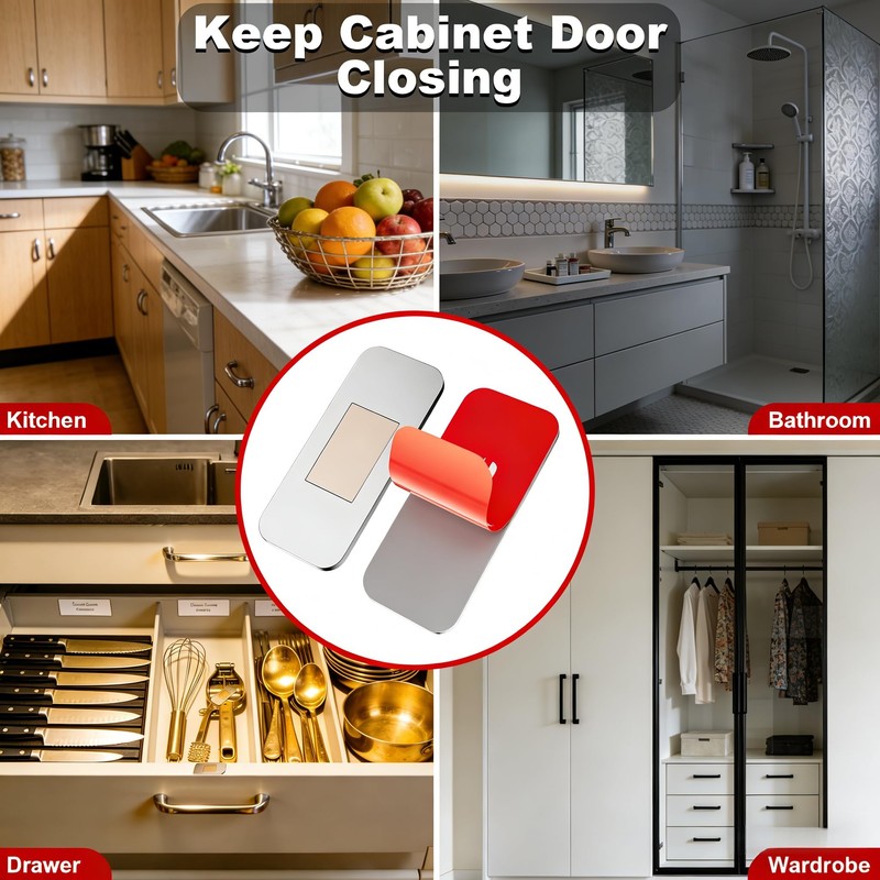 Magnetic Cabinet Door Catch,No Drill Adhesive Drawer Magnets to Stay
