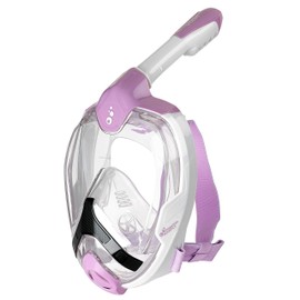 Phantom Aquatics Original Full Face Snorkel Mask- Advanced Safety Breathing System Allows More Fresh Air While Snorkeling -180 Panoramic Viewing Anti Fog Snorkeling Mask (Lilac, L/XL)