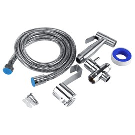 E-Universal Bidet Toilet Sprayer Set-Handheld Bidet Sprayer Kit-Bathroom Hand Shower Self Cleaning-Premium Stainless Steel Silver
